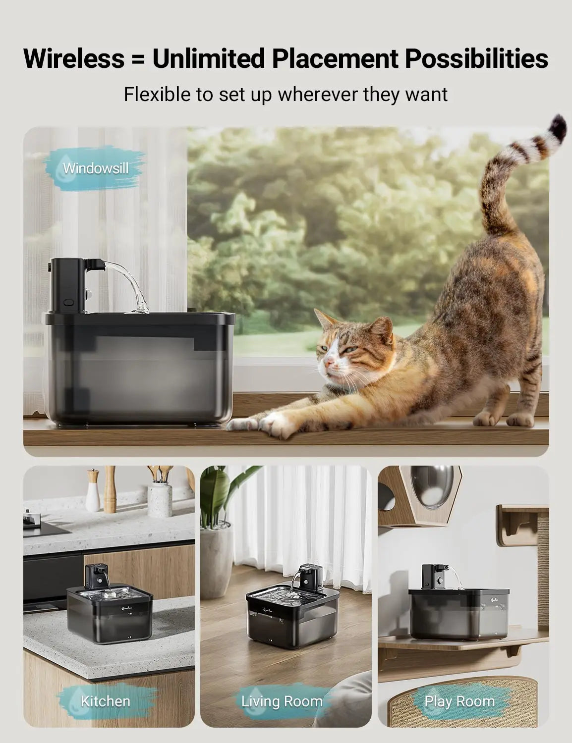Automatic Wireless Pet Water Fountain: Durable Stainless Steel Design with Battery & Sensor