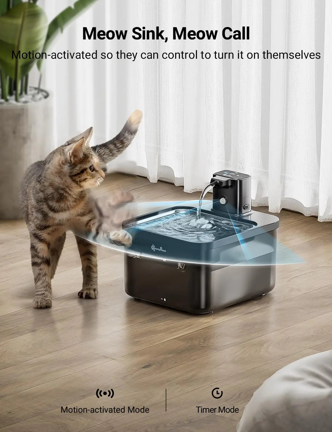Automatic Wireless Pet Water Fountain: Durable Stainless Steel Design with Battery & Sensor