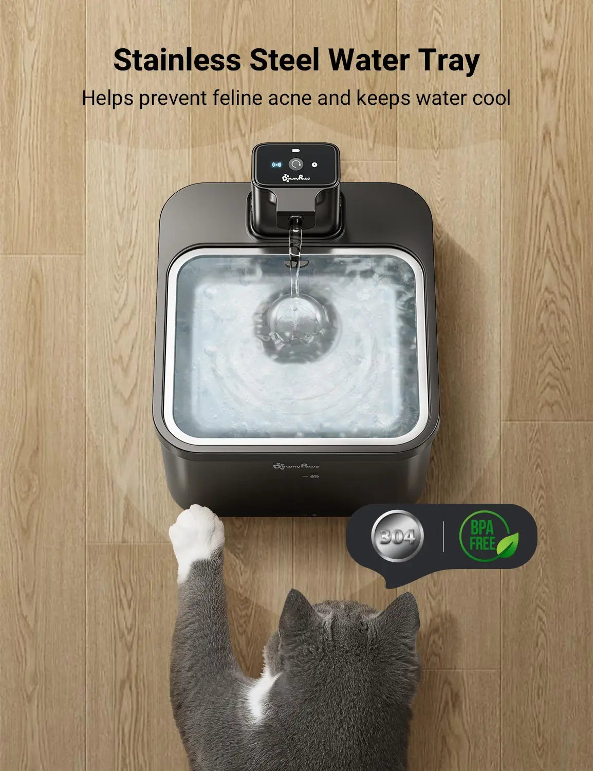 Automatic Wireless Pet Water Fountain: Durable Stainless Steel Design with Battery & Sensor