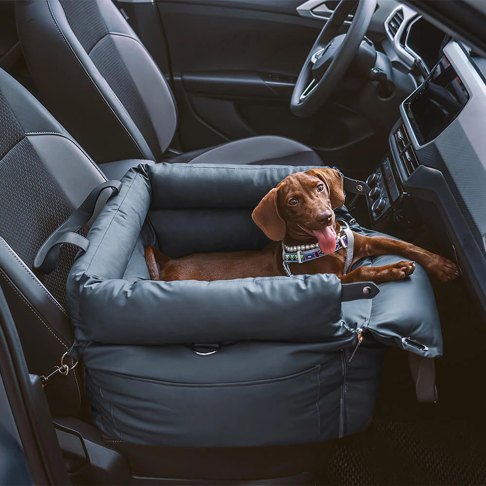 Deluxe Faux Leather Dog Car Seat Booster Bed - Urban Voyager Carry Out