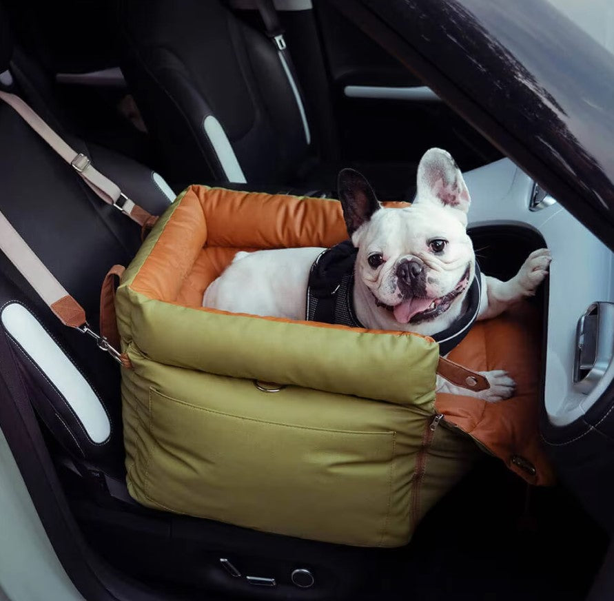 Deluxe Faux Leather Dog Car Seat Booster Bed - Urban Voyager Carry Out